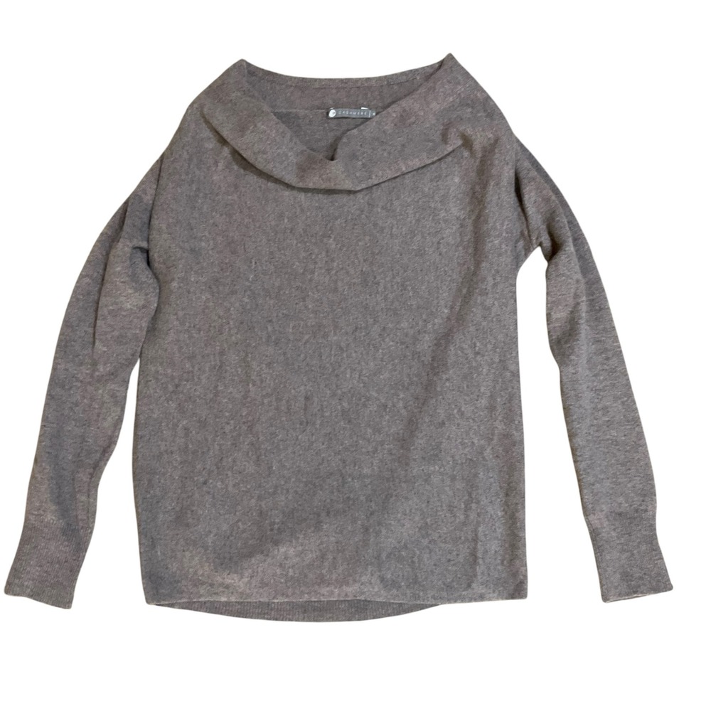 InCashmere Sweater Wide Boat‎ Cowl Neck Long-Sleeve Cashmere Taupe Size Small